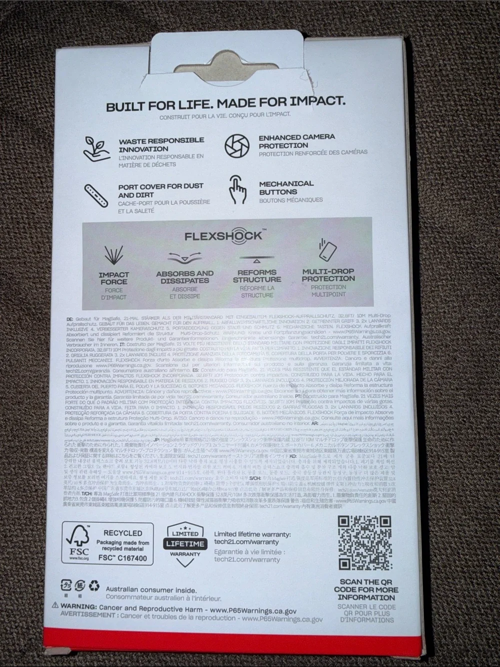 FOR APPLE IPHONE 16 PRO TECH21 EVOPRO/MAGSAFE-CASE NEW T21-11048 Clear